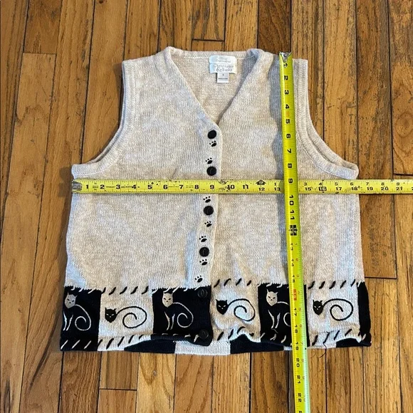 Christopher & Banks Beige Knit Kitty Sweater Vest - Picture 8 of 9